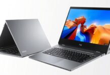 Lenovo ThinkBook Flip in laptop and tablet mode.