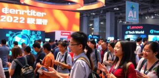 Attendees explore AI technology at Lenovo Tech World 2024.