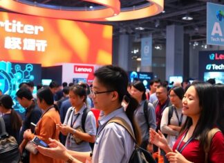 Attendees explore AI technology at Lenovo Tech World 2024.