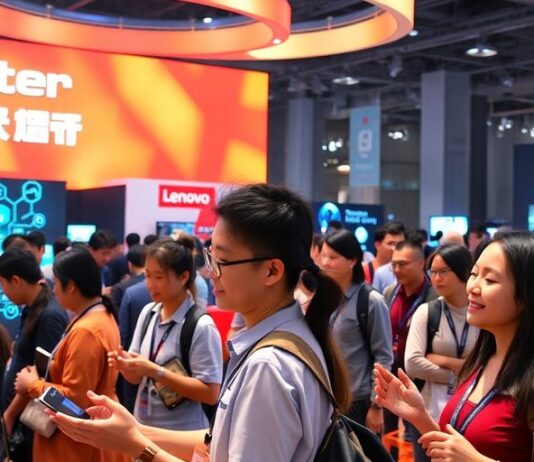 Attendees explore AI technology at Lenovo Tech World 2024.